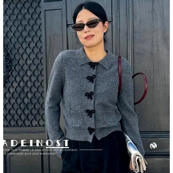 RARE!!! ZARA Gray Embellished Knit Top NWT - Picture 10 of 16